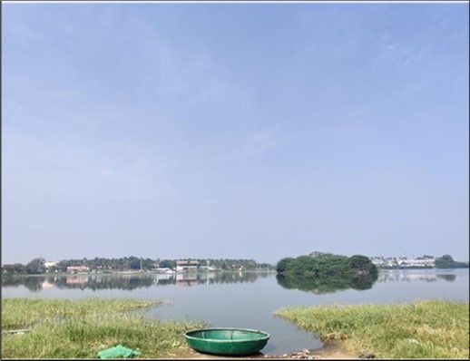 Aerial view of the lake.